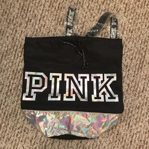 PINK holographic drawstring bag